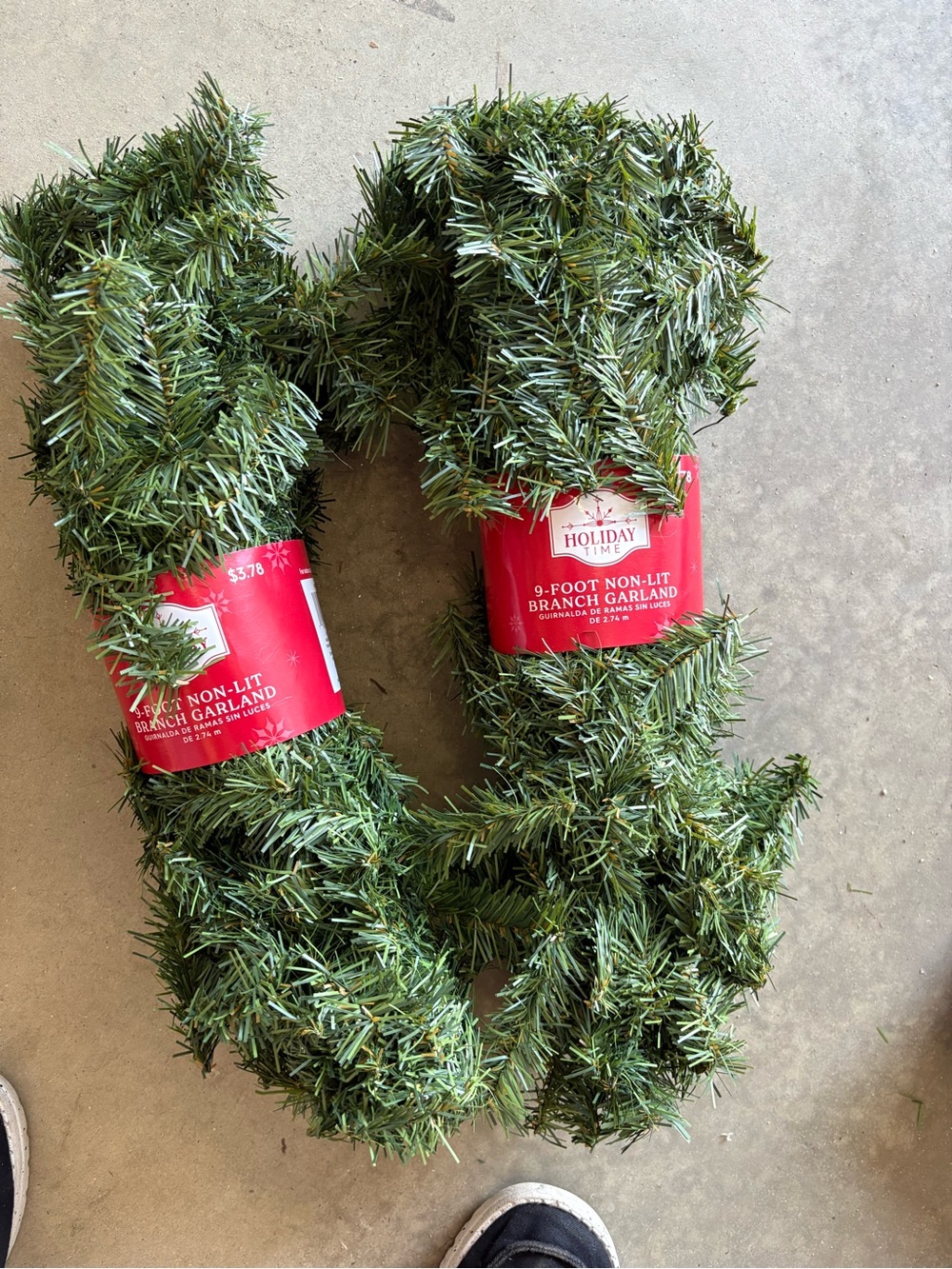 2 Holiday Time Green Artificial Pine Garland - 9-Foot